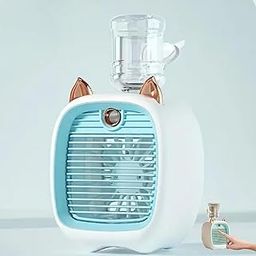 Enfogo 𝟏𝟓-𝐘𝐞𝐚𝐫 𝐖𝐚𝐫𝐫𝐚𝐧𝐭𝐲 Portable Cat Ear Mini Air Conditioner & Humidifier, Rechargeable 2-in-1 Cooling Fan with Multiple Speeds for Personal Use at Home, Office, Outdoors-image-72