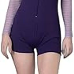 Womens Zipper Full Sleeves Padded Legsuit with net Detail |Swimming Suit for Women-4