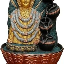 khatu shyamTabletop Water Fountain, Gold and Silver Finish, Decorative Indoor Waterfall with LED Light-image-16