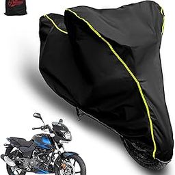 AUTOBIRSA Waterproof Two Wheeler Cover for Bajaj Pulsar 150 Bike | UV Proof, Heat Resistant & All Weather Protection | Black & Yellow Piping Color | Durable & Triple Stitched - Custom Fit Cover-12