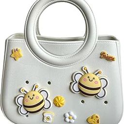 ™ Beach Tote Bag Waterproof EVA Trendy Beach Hole Bag for Outdoor Pool Holiday White w Yellow Charm | Womens Handbags & Bags-image-95