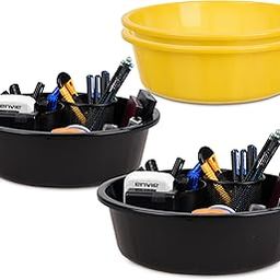 Homestic Pack of 4 Desk Organizer | Stationery Organizer | Multipurpose Storage Organizer | Office Supplies for Pen-Pencil-Staplers | Desktop Organizer | 6 LTR | Yellow & Black-image-36