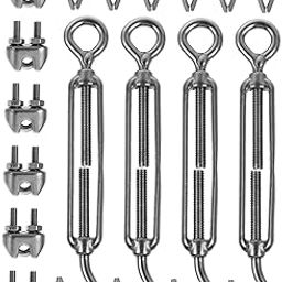 Ciieeo 1Set Stainless Steel Wire Rope Hooks Kit Outdoor Cable Railing Install Supplies for String Lights and Cable Management and Practical Wire Rope Accessories-image-27