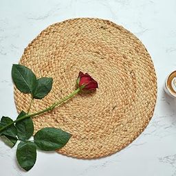 LaVichitra Braided Jute Placemats 35 Cm Round - Dining Table, Bed Side/Centre Table/Shelves -Natural/Beige - 2 Piece-image-22