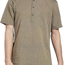 Men's Pure Cotton Handloom Half Sleeves Ethnic Casual Short Kurta-image-5