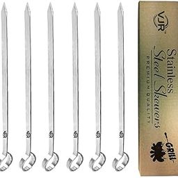 VJR 13" Inch Stainless Steel Flat Patti Skewer (Set of 6) - Grilling, Kebab, Tandoori, Shish Kebab, BBQ Sticks Set-image-31