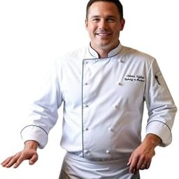 KE Premium Designer White Color Chef Coat for Men's & Women's | Blue Piping and White Botton | Full Sleeves Chef Coat With 1 Pocket's (IN, Alpha, XL, Regular, Standard, White)-picture-0