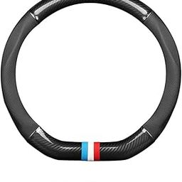 JUKKRE Extra Grip Faux Leather Flat Bottom D-Shape Anti-Slip Steering Wheel Cover Compatible with Kia Seltos BMW Hyundai Venue, Black-27