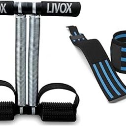 LIVOX Quality Tummy Trimmer For Men And Women with Thumb Loop Wrist Wraps Pair for Waist Trimming (Fitness Combo) Home Workout Home Gym Kit-23