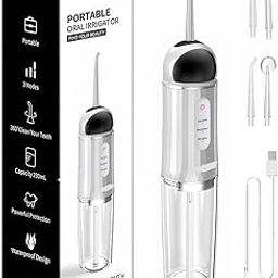 Luxafare Water Dental Flosser Cordless for Teeth, Dental Oral Irrigator with 3 Modes 4 Jets, IPX7 Waterproof Rechargeable Irrigation Cleaner with 200ml Detachable Water Tank for Teeth Cleaning-image-23
