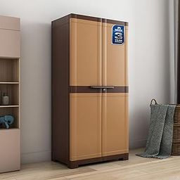 Nilkamal Freedom Big FMM Plastic Cabinet | 3-Year Warranty | 4-Shelf Storage Cupboard with Doors | Multi Organizer for Home, Wardrobe, and Kitchen | Clothes Rack, Shelves, Almirah (Sandy & Dark Brown)-31