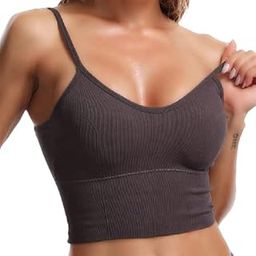 DISOLVE Women's Padded Sports Bra Cross Back for Gym Yoga Dancing Workout (Free size30-34) Grey-image-82