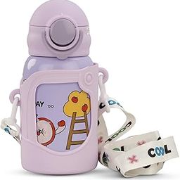 Baybee 2 in 1 Splash Sipper Water Bottle for Kids | BPA Free & Non-Toxic Water Bottle 500 ml | Zero Spill Sippy with Soft Silicone Straw & Pouch and Adjustable Strap for 6+ Months Baby &Toddlers-image-77