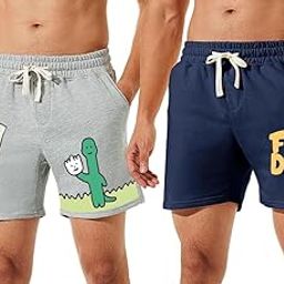 Men's Casual Cotton All Season Soft Feel Fabric Printed Boxer Shorts,Workout Shorts, Elastic Waist Running Shorts with 2 Side Pockets - Pack of 2-picture-15