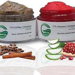 Greenviv 10% Coffee + Cinnamon Lip Scrub & 10% Aloe Vera + Pomegranate Lip Mask Balm | Deeply Hydrates & Repairs lips | 20gm(Pack of 2)-image-40