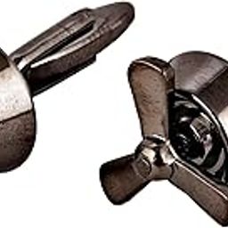 Unique Men Jewelry Black Metal Polish Spin Fan Design Sleeve Button Formal Cuff Button Wedding Shirt Button, Suit, Blazer Cufflinks Pair Gift Set for Men (710-CHC4-1098-BL)-image-100