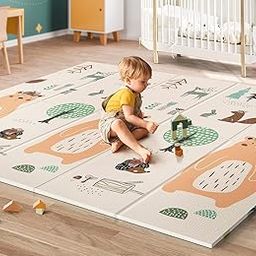 KESI ORNAMENTS Baby Folding Mat,Large Tummy Time Folding Baby Crawling Mat Outdoor Or Indoor Use, Waterproof Portable Double Sides Crawling Mats Cute Cartoon,Non Toxic for Kids Toddler Rug,Multicolor-image-62