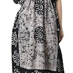 The India's Store Women Batik Kaftan Cotton Night Suit Night Dress Long Caftan Nighty Maxi-image-47