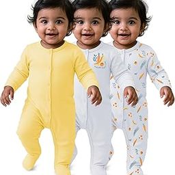 Pure Cotton Bodysuit for New Born Baby Girls, Full Sleeve Ultra-Soft Onesies for Newborn Baby Dress Cotton Trendy Printed Multicolor Footed Rompers Sleepsuits New Born (0-24 Months)-image-3