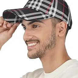 isweven Cap for Men Women Unisex Topi | Boy's Girl's Skull Caps | Adjustable Size Buckle Closure Summer Sports Cricket Gym Cotton Fashion Baseball Hip Hop Stylish Hat - SC5056A (Free Size, Black)-picture-30