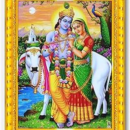 Pavan Photo Laminations Radha Krishna Photo Frame Radhe Radhakrishna Wall Painting Framed Home Decor (Wood,Matte,Gold,Small Size,6 x 8 Inch) R686S-image-76