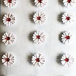 Kidneed 18pc Red White Paper Small Flower Stickers - Self-Adhesive for Scrapbook, Journaling, and School Projects - Creative Craft for Kids-image-3