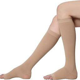 MEDTEX Cotton Compression Stockings,Class-2,Knee Length(Below Knee) for Varicose Veins(Beige) for Men and Women (Medium)-image-49