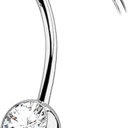 Belly Button Rings, Internally Threaded 14mm Long Belly Ring, Round CZ Navel Rings for Women Men-image-87