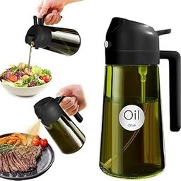 MMTS World 2-in-1 Glass Oil Sprayer and Dispenser Bottle for Kitchen | 500ml Glass Oil Bottle Sprayer for Healthy Cooking and Salad Making (Black)-image-77
