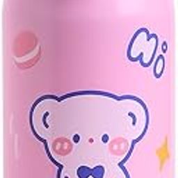 HOSTA Water Bottle for Kids 350ml Sipper Bottle for Kids Stainless Steel Vacuum Insulated Kids Bottles for School Play Children Straw Bottle for Kids (Baby Pink)-image-9