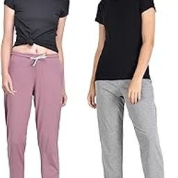 Cotton Solid Track Pant/Pocket Payjama/Lounge Wear for Women Combo Pack of 2Pcs, Lavender and Grey-image-21
