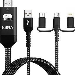 HHFLY USB-C to HDMI-Compatible 3-in-1 Adapter for iPhone/Android, 1080P Mirroring to TV/Monitor/Projector, with Lightning/Micro USB, Portable Digital AV Converter-image-64