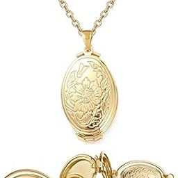 Expandable Gold Plated Oval Photo Memory Locket Pendant Necklace With Chain Valentine Birthday Anniversary Gift For Women And Girls (NK0984) 1 Piece Only-image-10