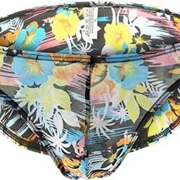 Men Mesh Printed Briefs Panties Underwear Yellow Flower on Black L | Clothing Shoes & Accessories | Mens Clothing | Underwear | 1x Men Mesh Briefs.-image-44