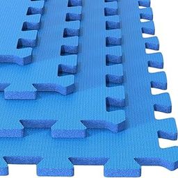 De Jure Fitness Puzzle Exercise Mat, EVA Foam, Interlocking Tiles, Kids Play Mat, Protective Flooring for Home Gym Equipment, Interlocking Mat for Gym (8 Tiles & 16 Borders, Covers 25 Sq.Ft., Blue)-17