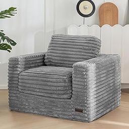 MAXYOYO Giant Bean Bag Chair for Adults, Upholstered Floor Sofa with Pillows and Armrests, Large Bean Bag Sofa Plush Chair Bean Bag Couch for Bedroom Living Room, Grey-image-61