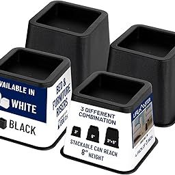 Lifemaster Furniture Riser Set - 4 Pieces Non-Slip Design Furniture Leg Riser fits with Bed, Chair, Table, Sofa, Desk, and Couches - Black-15