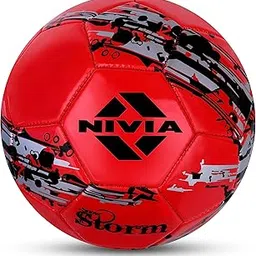 Nivia Snow Storm Machine Stitched Football, Size 5 (Red)-image-48