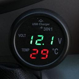 Enakshi® 3in1 Car 12V 24V Green LED Digital Voltmeter, Thermometer, USB Charger|Parts & Accessories | Car & Truck Parts | Gauges | Volt Meters-6