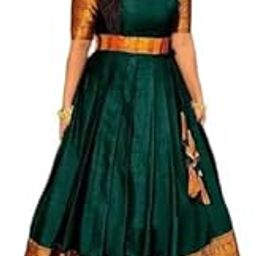 Women's Self Design Solid Art Silk Cotton Silk Stitch Flared Anarkali Gown-image-19