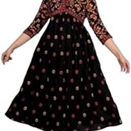 Rayon Floral Printed Fit & Flare Dresses for Women, Midi Dresses for Girls and Women, One Piece Dress for Women-image-23