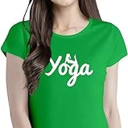 Women's Regular Fit Yoga Text Cotton Graphic Printed Round Neck Half Sleeves Multicoloured Yoga Tshirt. Exercise, Gym, Fitness, Yoga Pootlu Tshirts-picture-17
