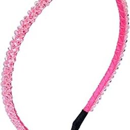 Buy Munavi Simple & Elegant Crystal Hair Band for Women – Sparkling Rhinestone Headband, Elegant Hair Accessory for Weddings (Pink, Medium)-image-55