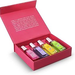 Lass Natural Amber Oasis, Tiare Blossom, Summer Spice, Jade Garden EDP Gift Set 4x20 Ml For Women With Sensfeel For Her, Fruity, Woody, Spicy, Floral Long Lasting Fragrance, IFRA Certified Scent-4
