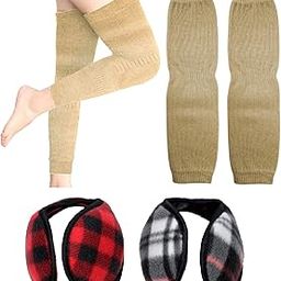 Winter Warm Leg Warmers Women Winter Warm Leg Warmers Leg Socks Woolen Leg Warmer With Set Of 2 Ear Muffs/Ear Caps/Ear Warmer For Women And Mens Pack Of 1-image-83