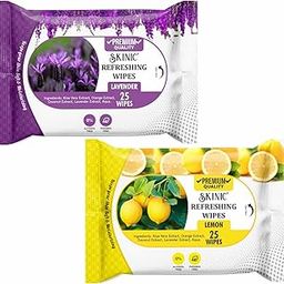 Skinic 100% Herbal Refreshing Wipes (LAVENDER & LEMON) | Alcohol Free | Chemical Free (25 Pulls) PACK OF 2-image-58