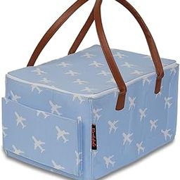 HIPPO Cute Diaper Caddy Bag with Lid Protection X-LARGE Size for Smart Mothers Baby Diaper Caddy Organizers, Nursery, Portable (BLUE-AEROPLANE)-picture-11