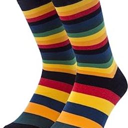 Premium Colorful Stripes Men Pure Cotton Socks - Yellowstone Edition (Color : Red, Yellow, Black | Size: Free size (UK 7-12) | Crew Length)-image-2