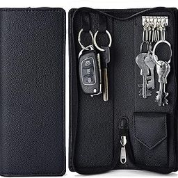 PU Leather Key Case Pouch Wallet Keychain Key pouch holder Men & Women Key Pouch Holder, Bank Locker Key Pouch with 6 Hooks Zipper Closure-picture-17
