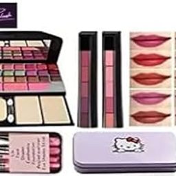 SHISHI Women's & Girl's TYA Fashion 6155 Multicolour Makeup Kit and 7 Pink Makeup Brushes Set with 2 Pieces Crayon Matte Lipstick-13
